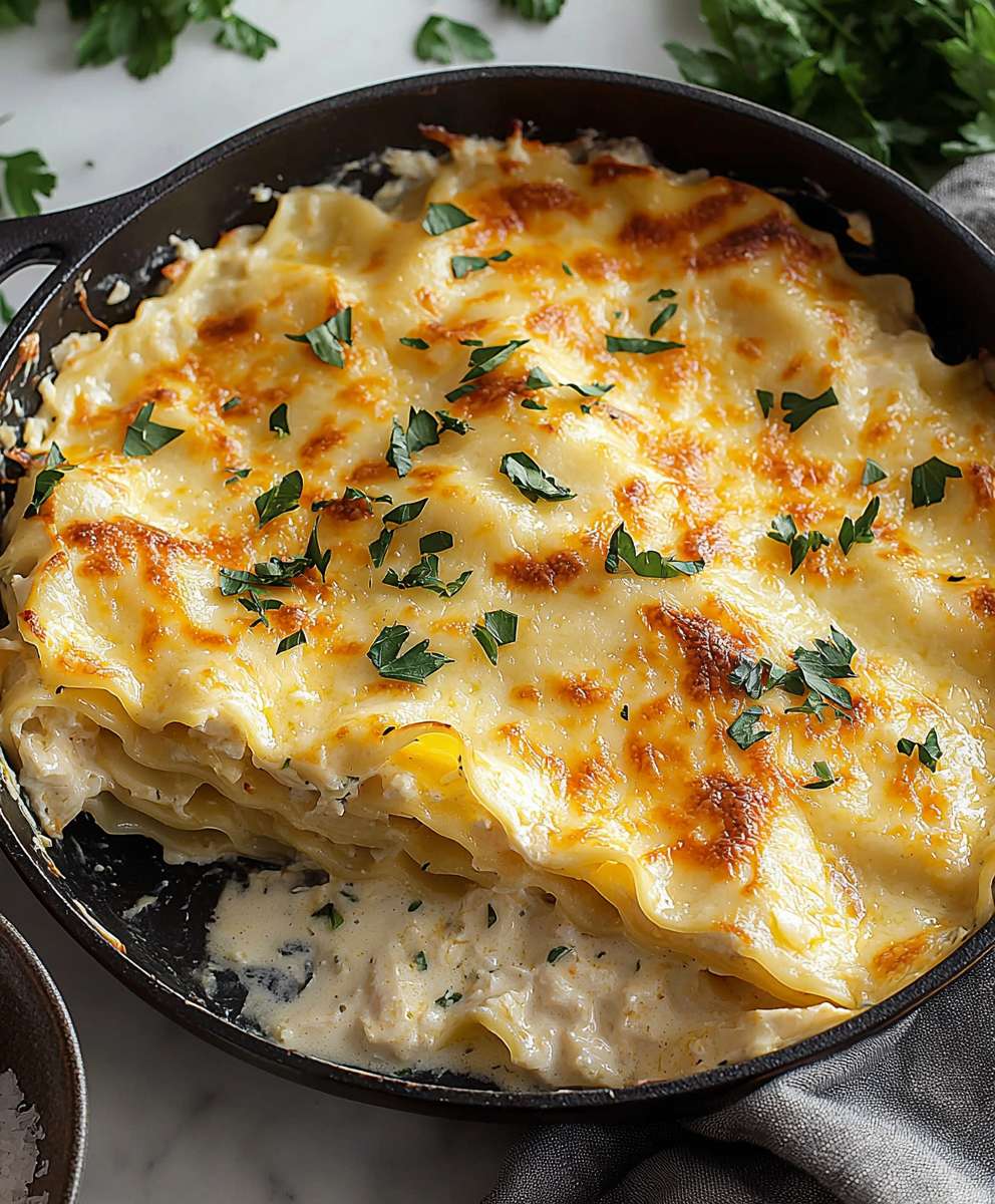 White Chicken Skillet Lasagna