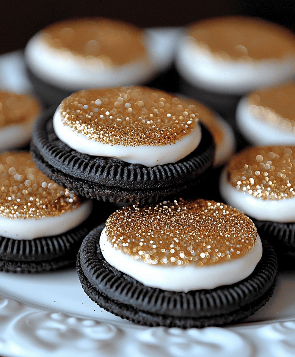 Gold Glitter Peanut Butter Oreos