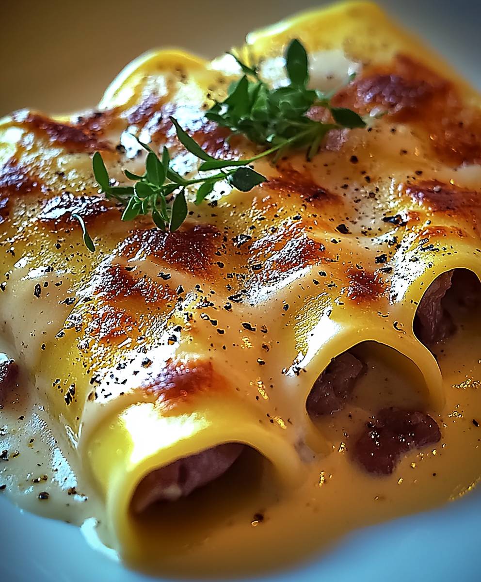 Cannelloni ham creamy sauce