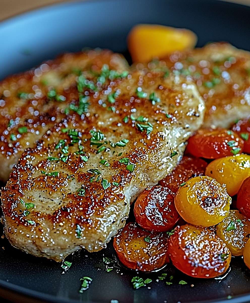 Veal escalopes roasted vegetables