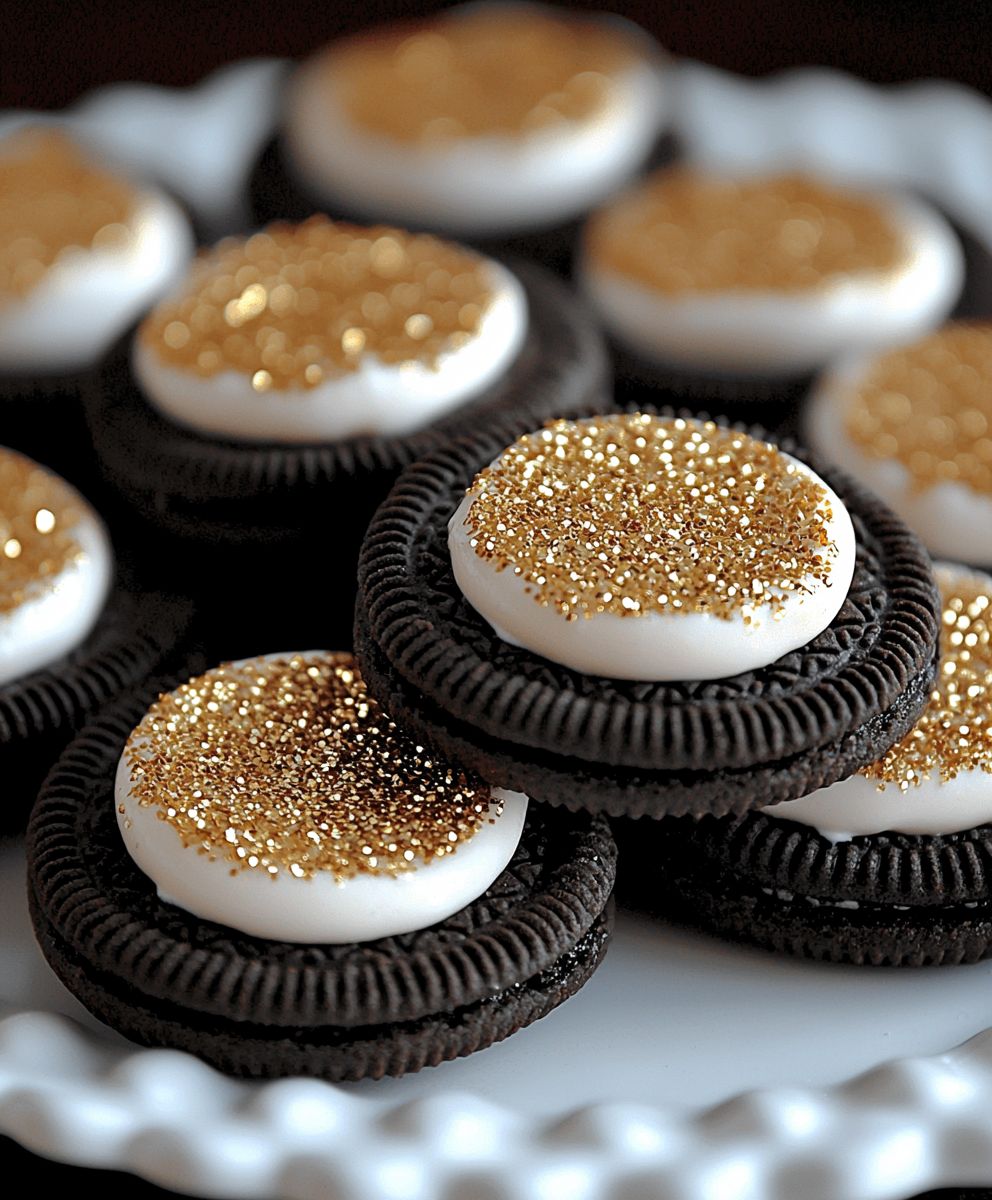 Gold Glitter Peanut Butter Oreos