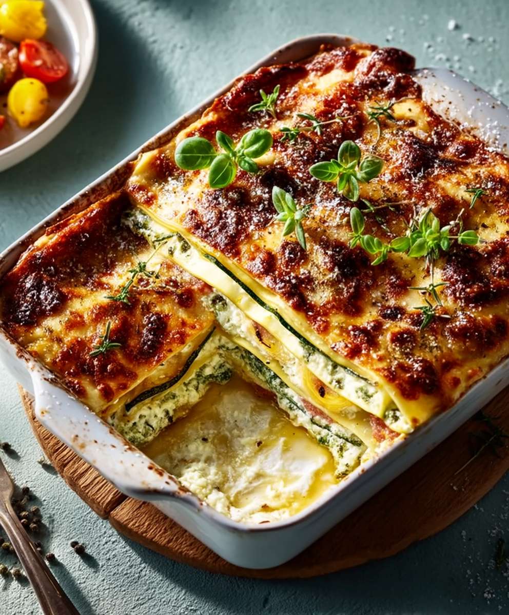 Courgette parma ham lasagne