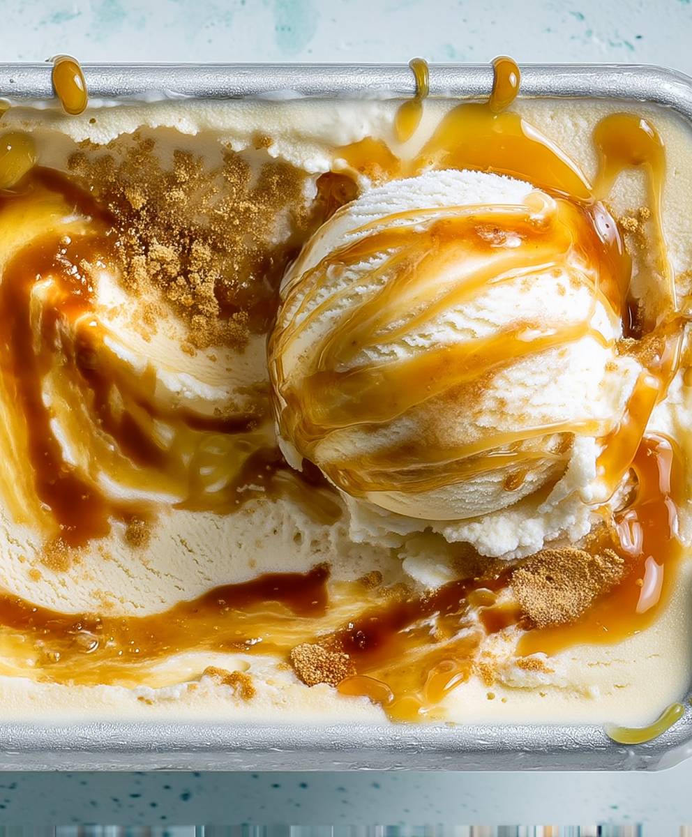 Banana caramel swirl ice cream