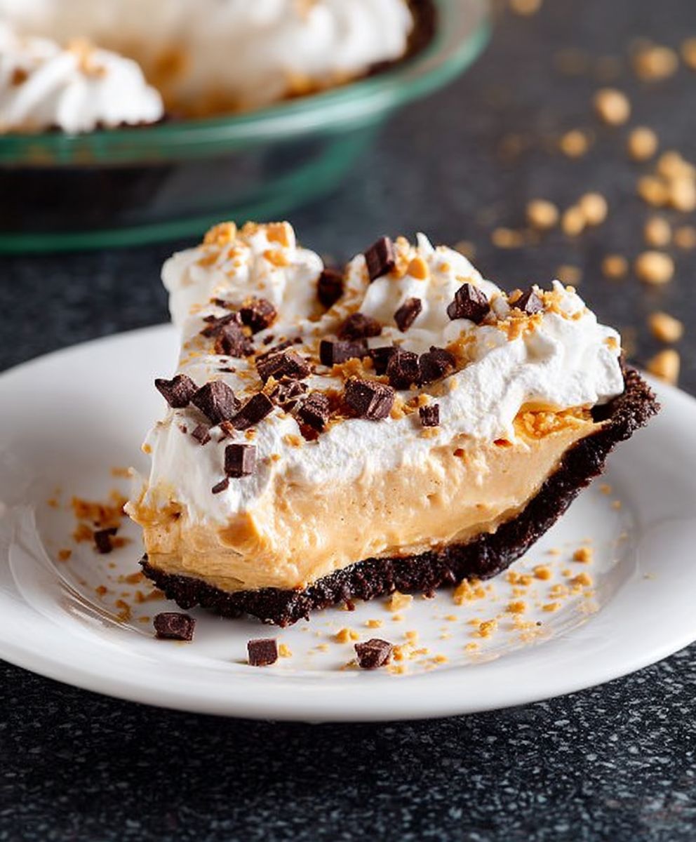 Peanut butter brownie pie