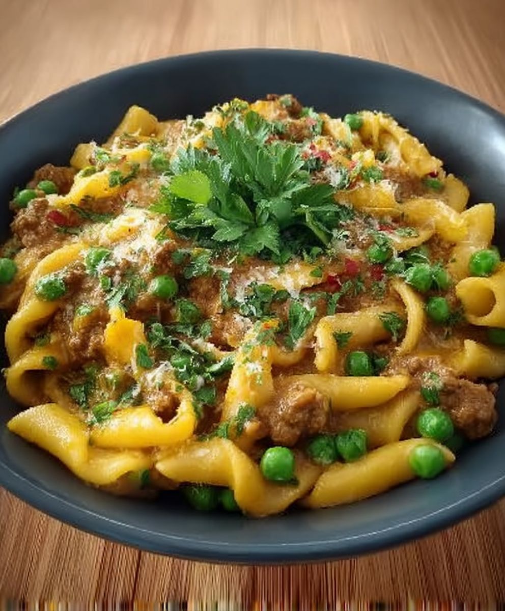 Cheesy beef chili pasta
