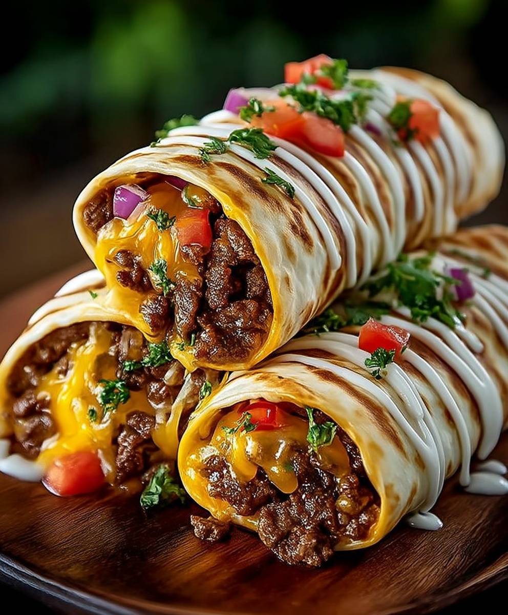 Cheesy Beef Fiesta Wraps
