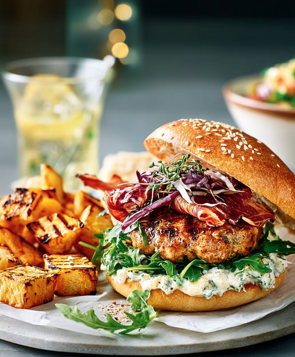 Chicken saltimbocca burger