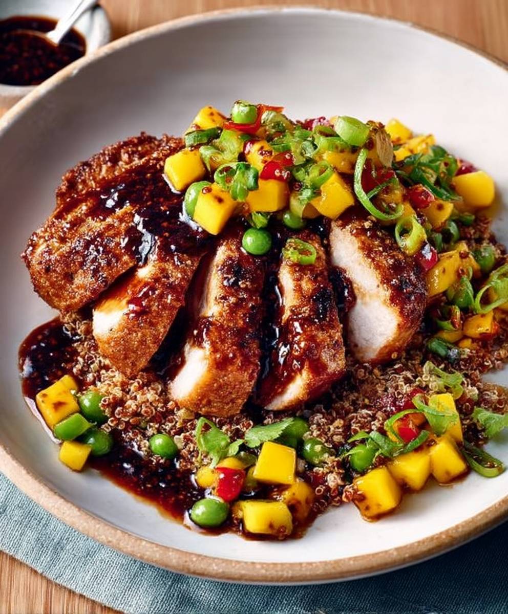 Glazed pork mango salsa