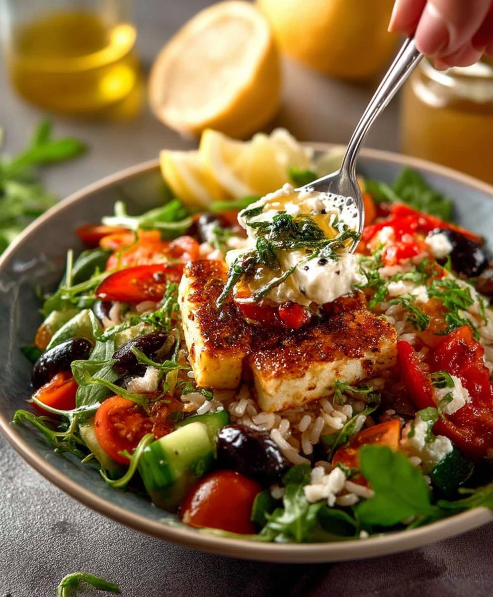 Mediterranean brown rice salad