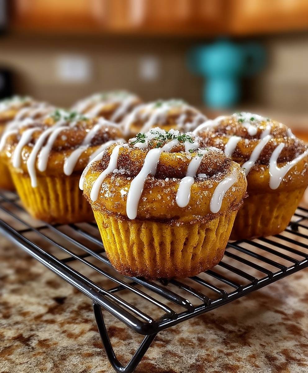 Pumpkin Cinnamon Roll Muffins