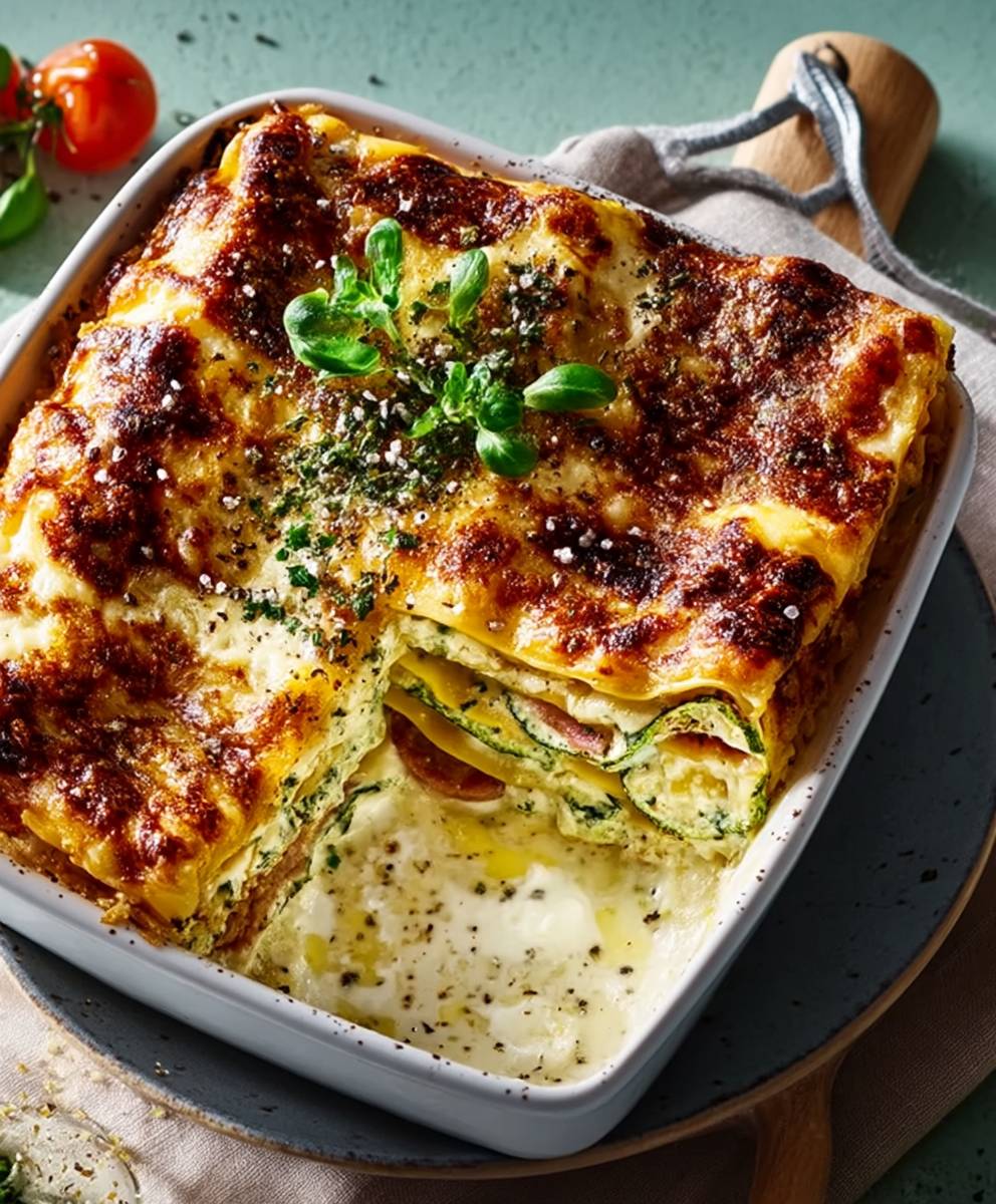 Courgette parma ham lasagne