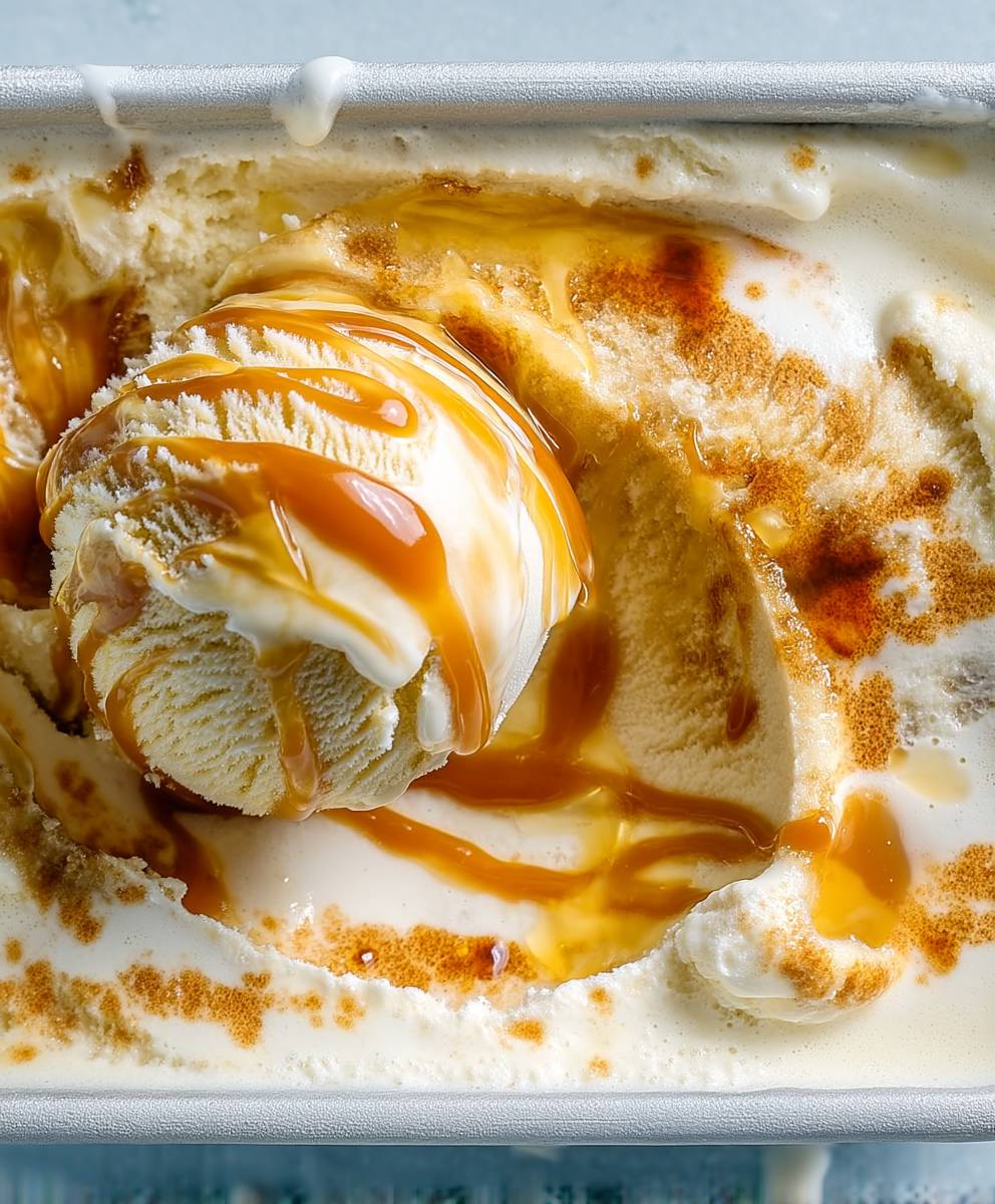 Banana caramel swirl ice cream