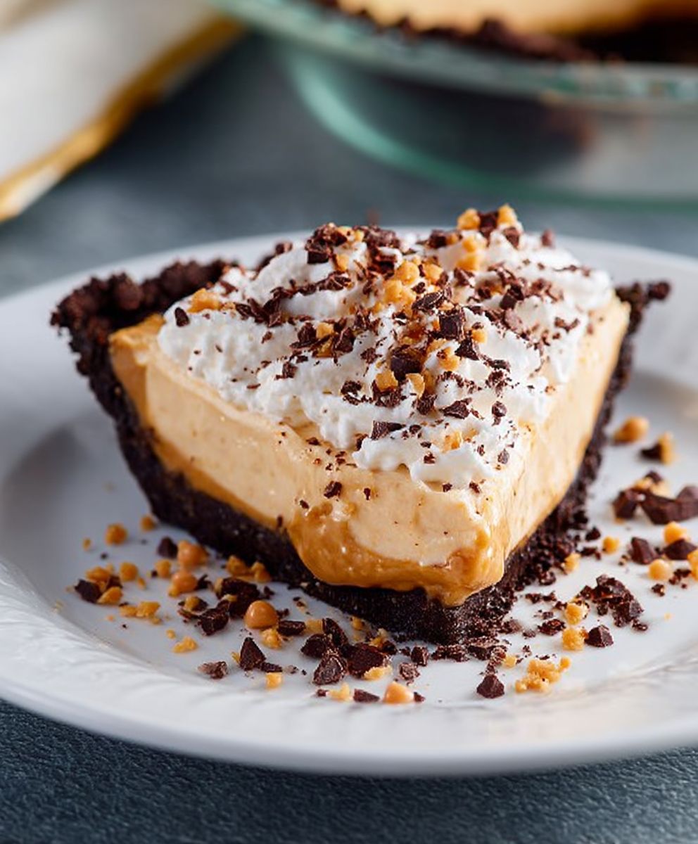 Peanut butter brownie pie