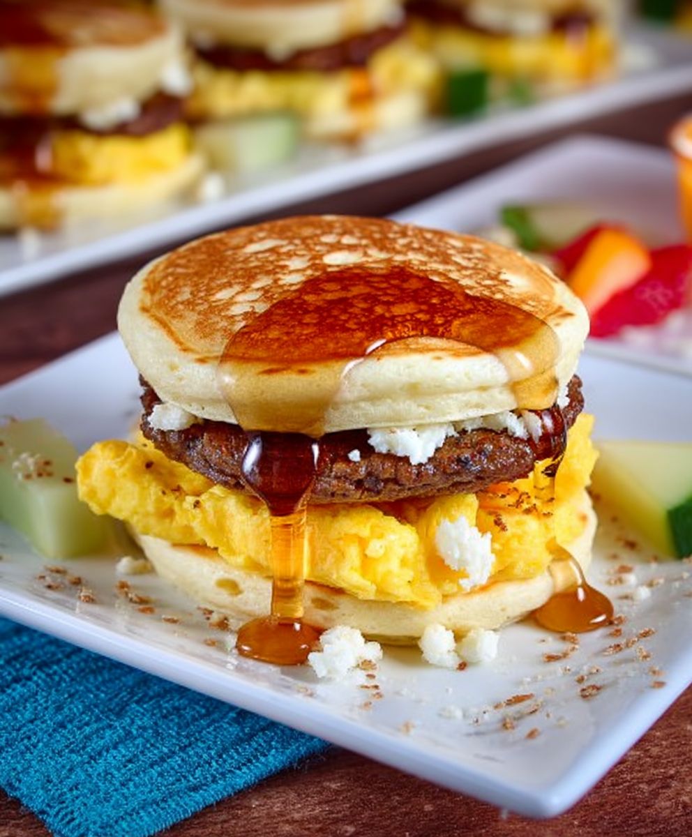 Pancake breakfast sandwiches