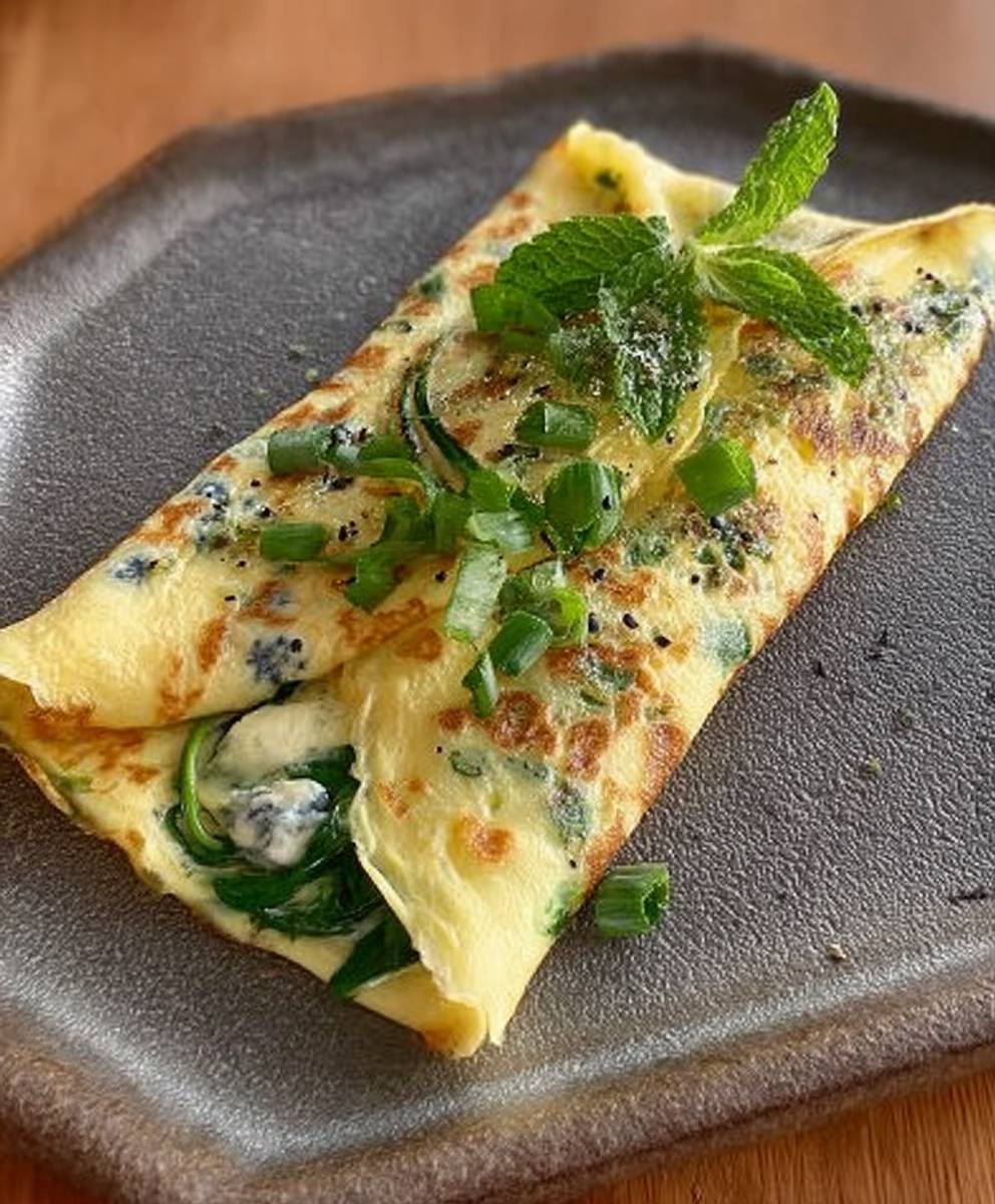 Mushroom spinach crepes