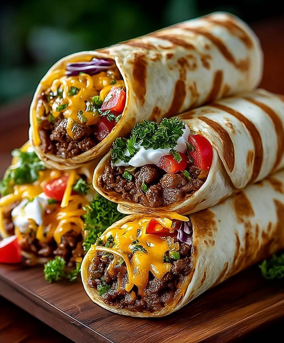 Cheesy Beef Fiesta Wraps