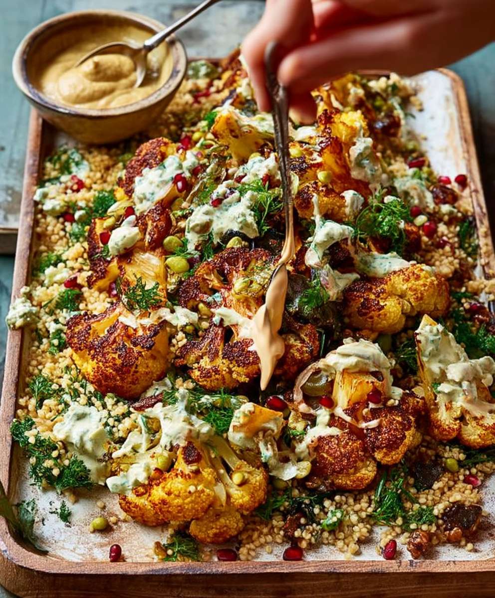 Roasted cauliflower bulgur wheat