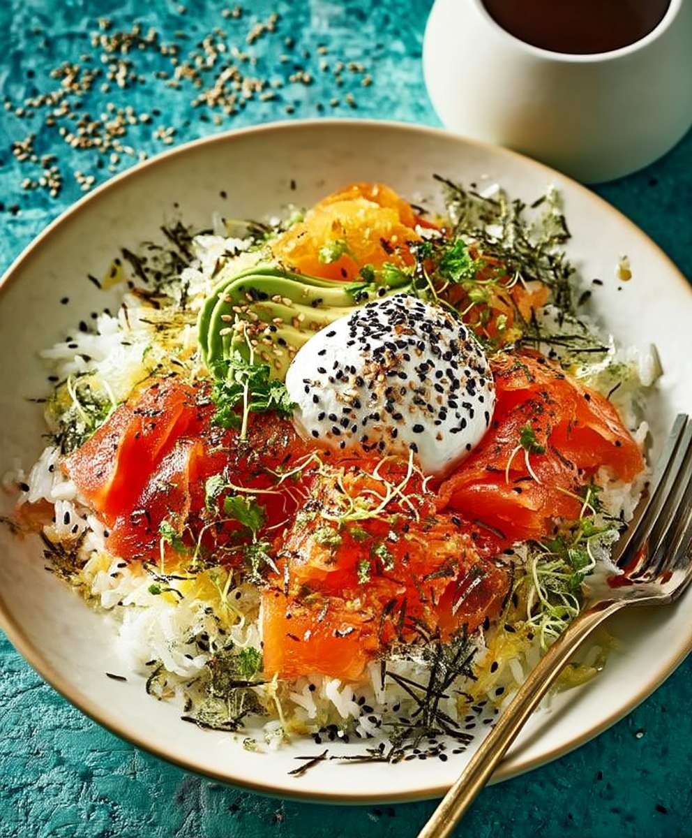 Smoked salmon rice bowl