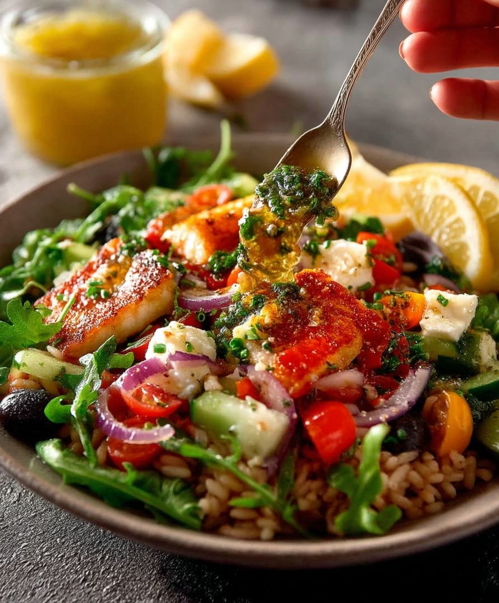 Mediterranean brown rice salad