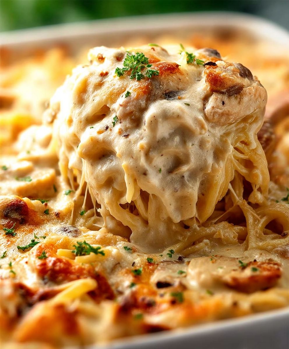 Chicken Tetrazzini Pasta Bake