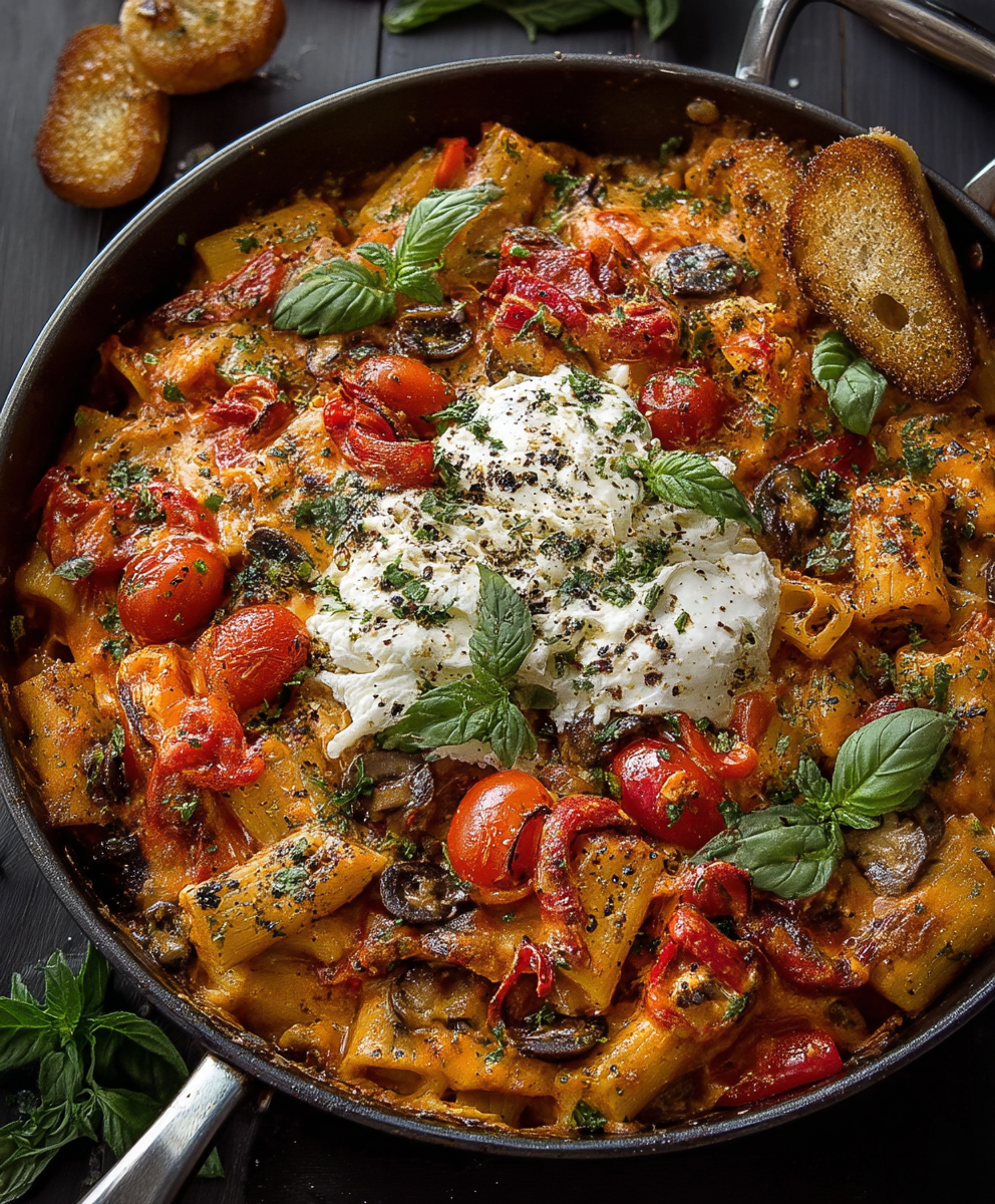 Cheesy roasted red pepper pasta