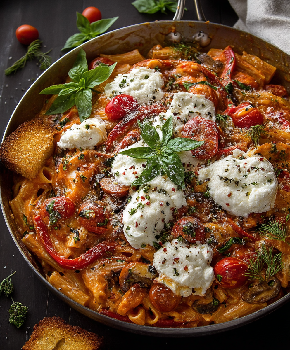 Cheesy roasted red pepper pasta