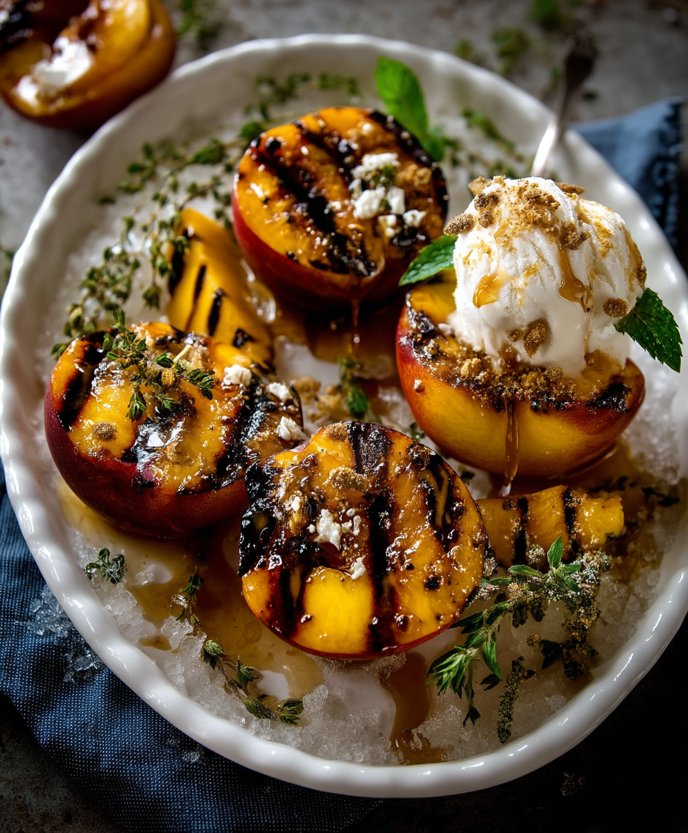 Grilled stuffed peaches