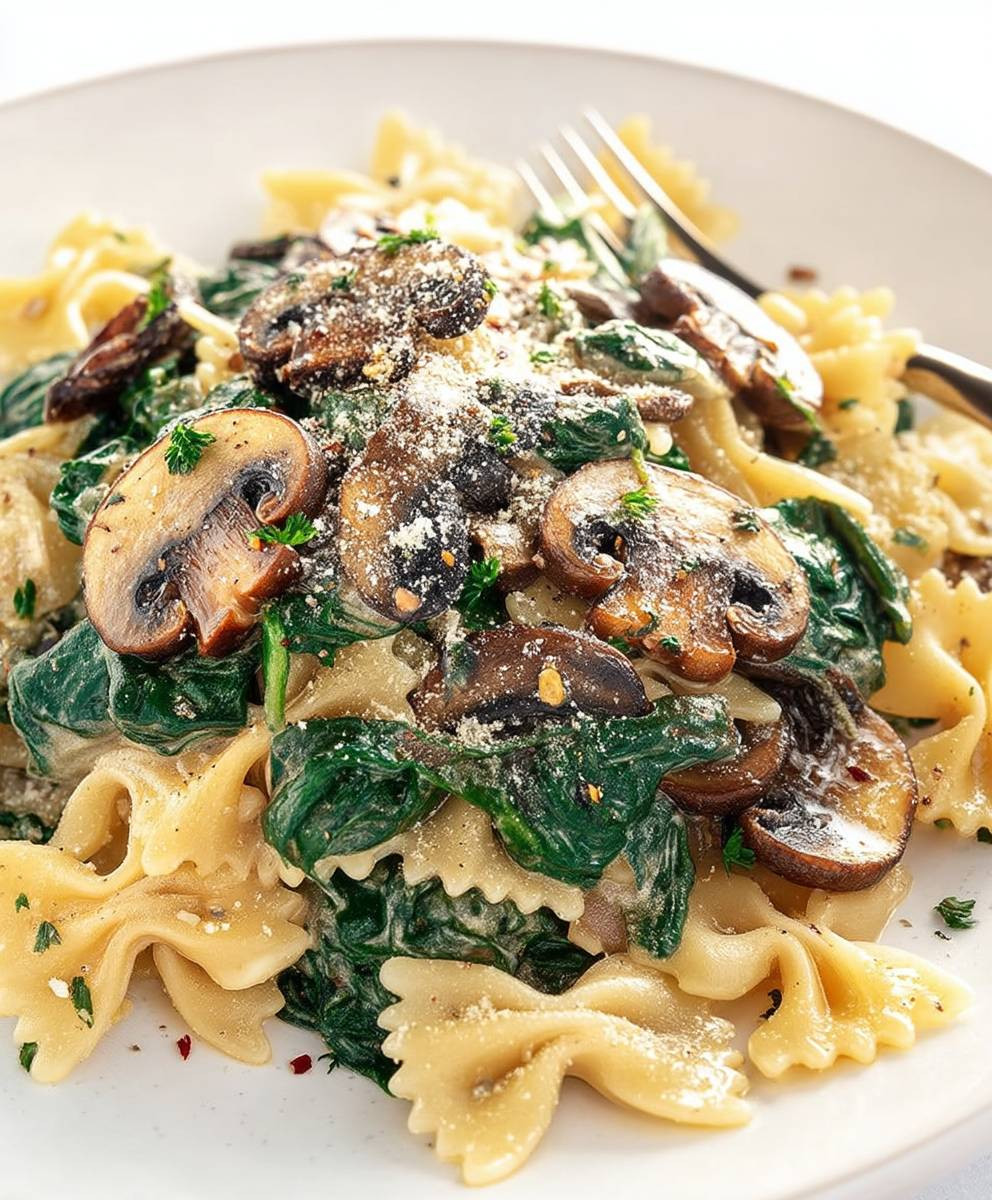 Mushroom spinach pasta